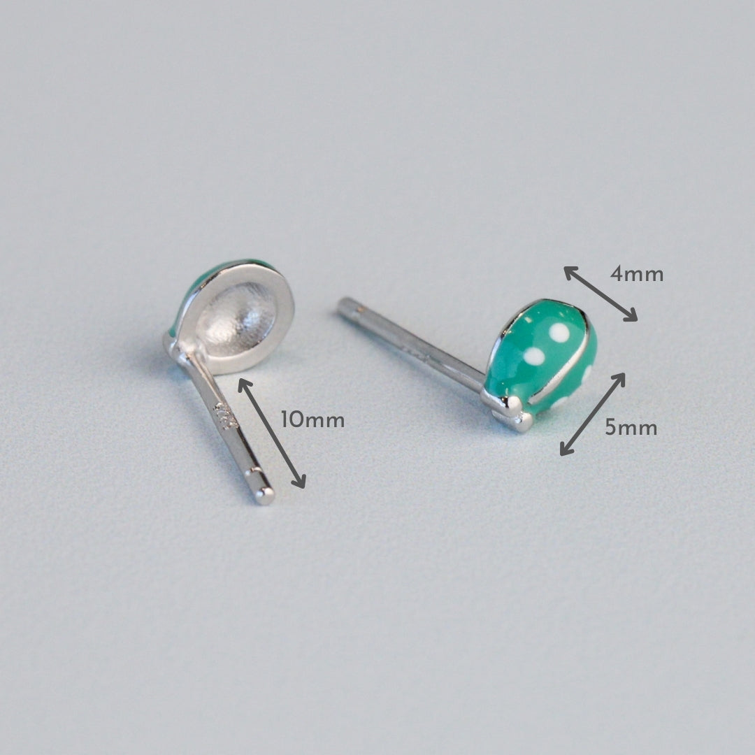 Blue Ladybug Stud Earrings