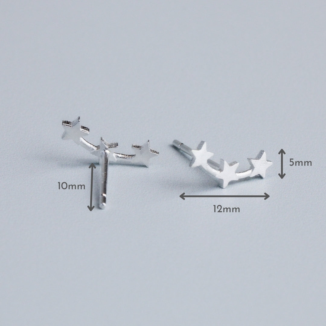 Triple Star Climber Stud Earrings