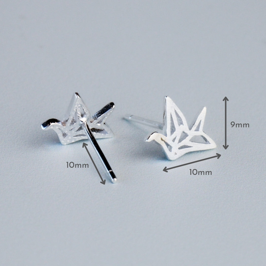 Origami Crane Stud Earrings