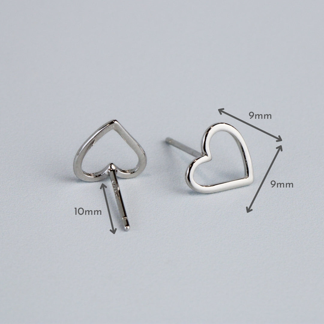 Heart Outline Stud Earrings