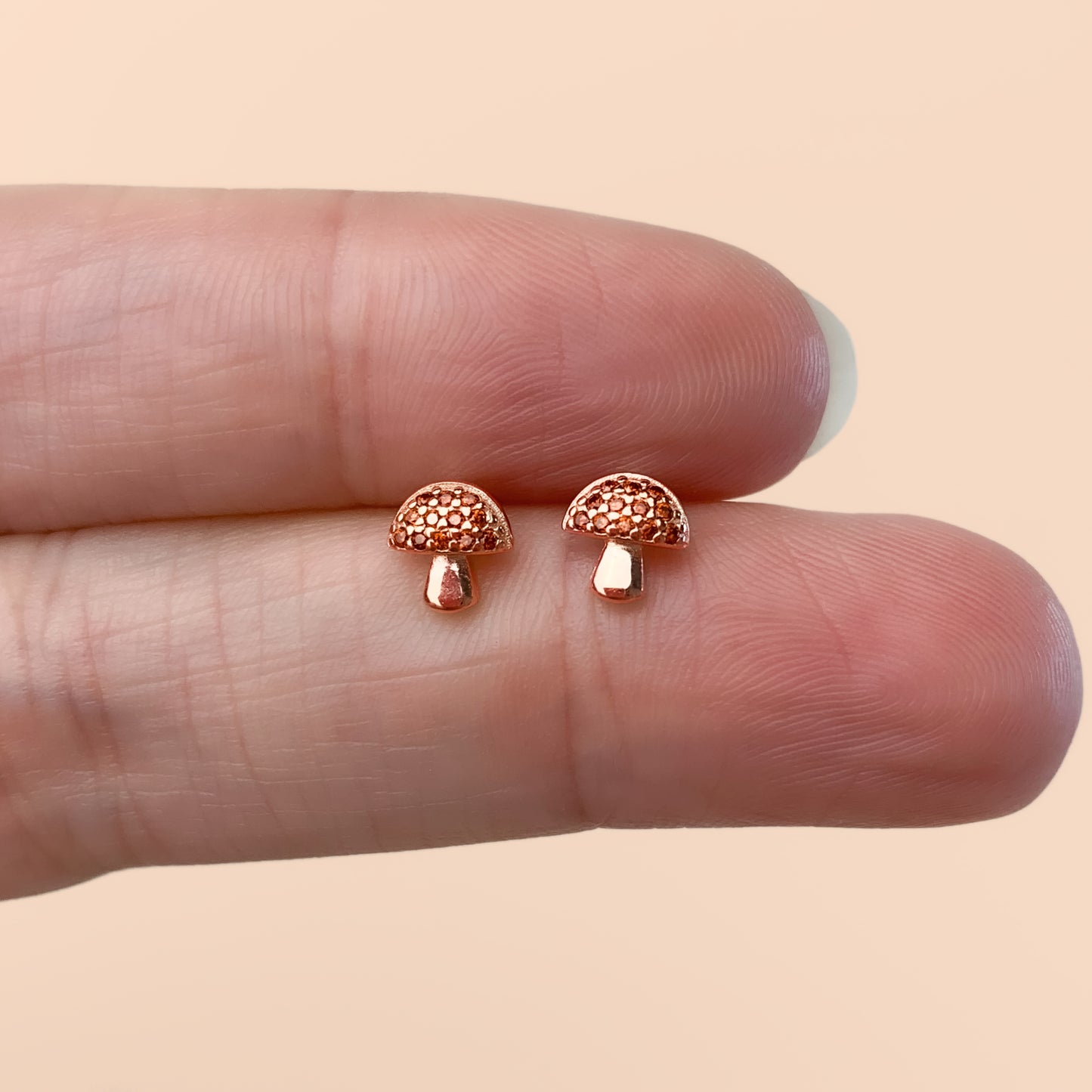 Red Crystal Mushroom Stud Earrings