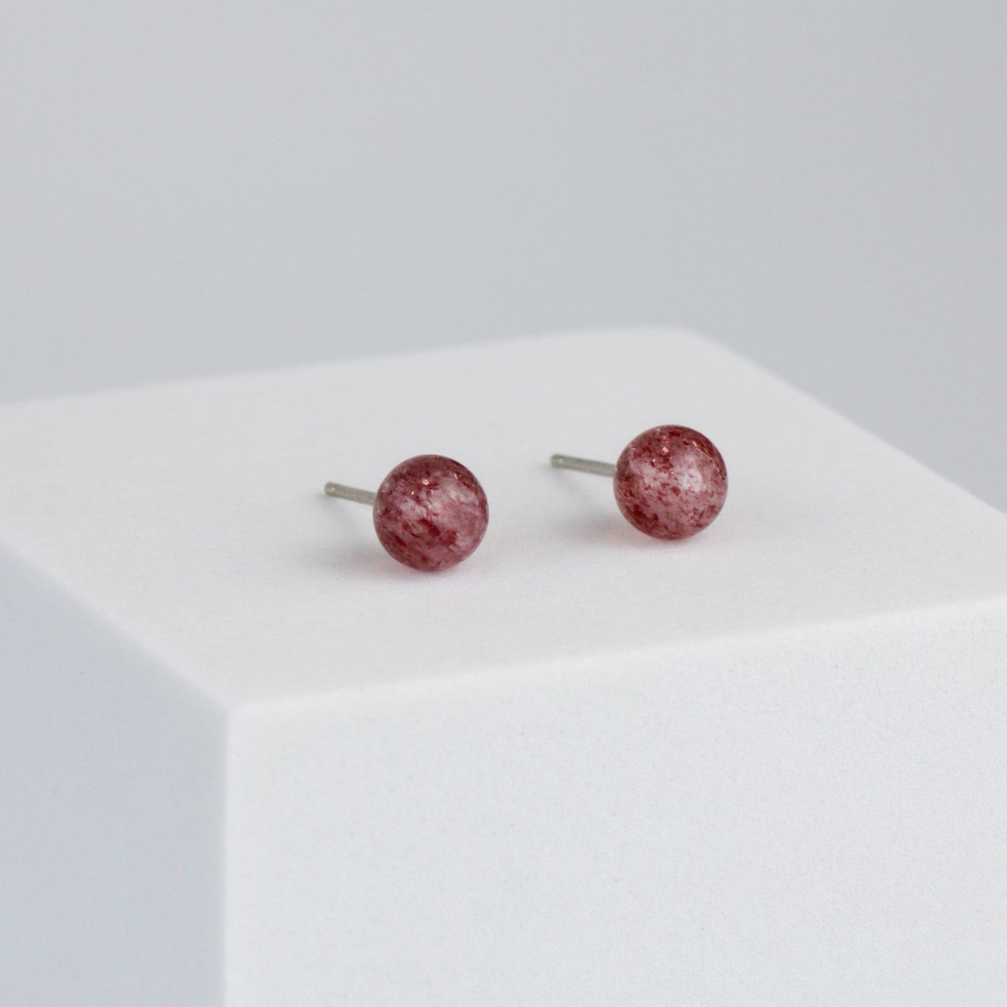 Red Speckled Crystal Ball Stud Earrings