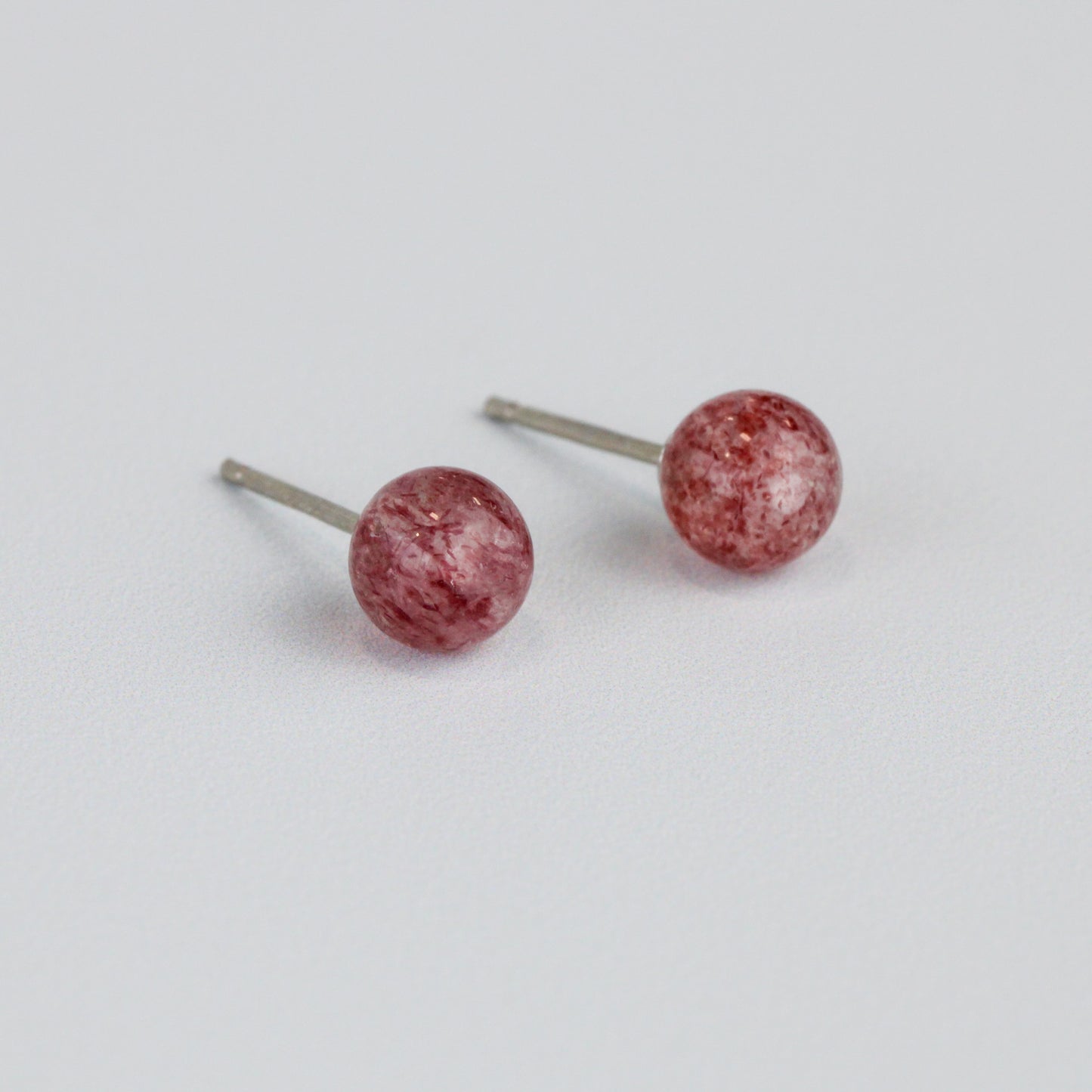 Red Speckled Crystal Ball Stud Earrings