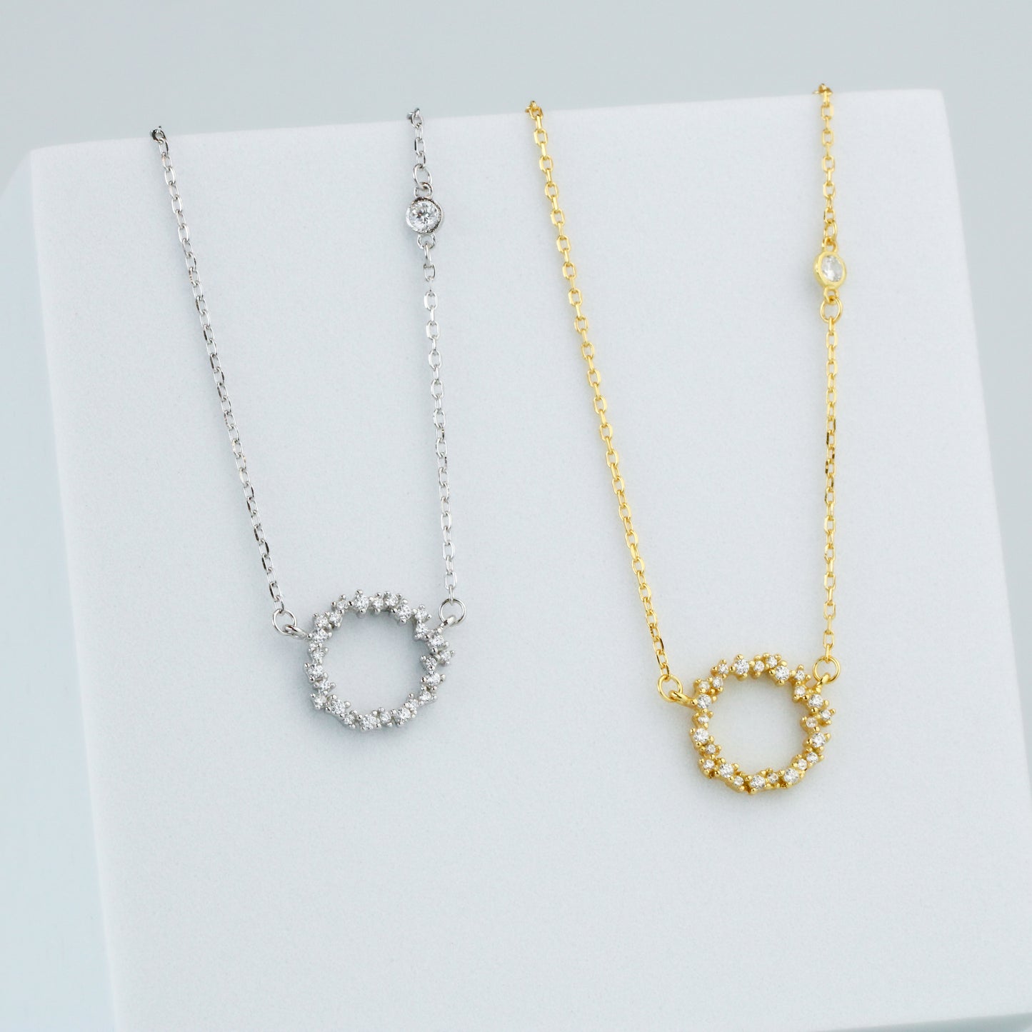 Crystal Cluster Circle Pendant Necklace