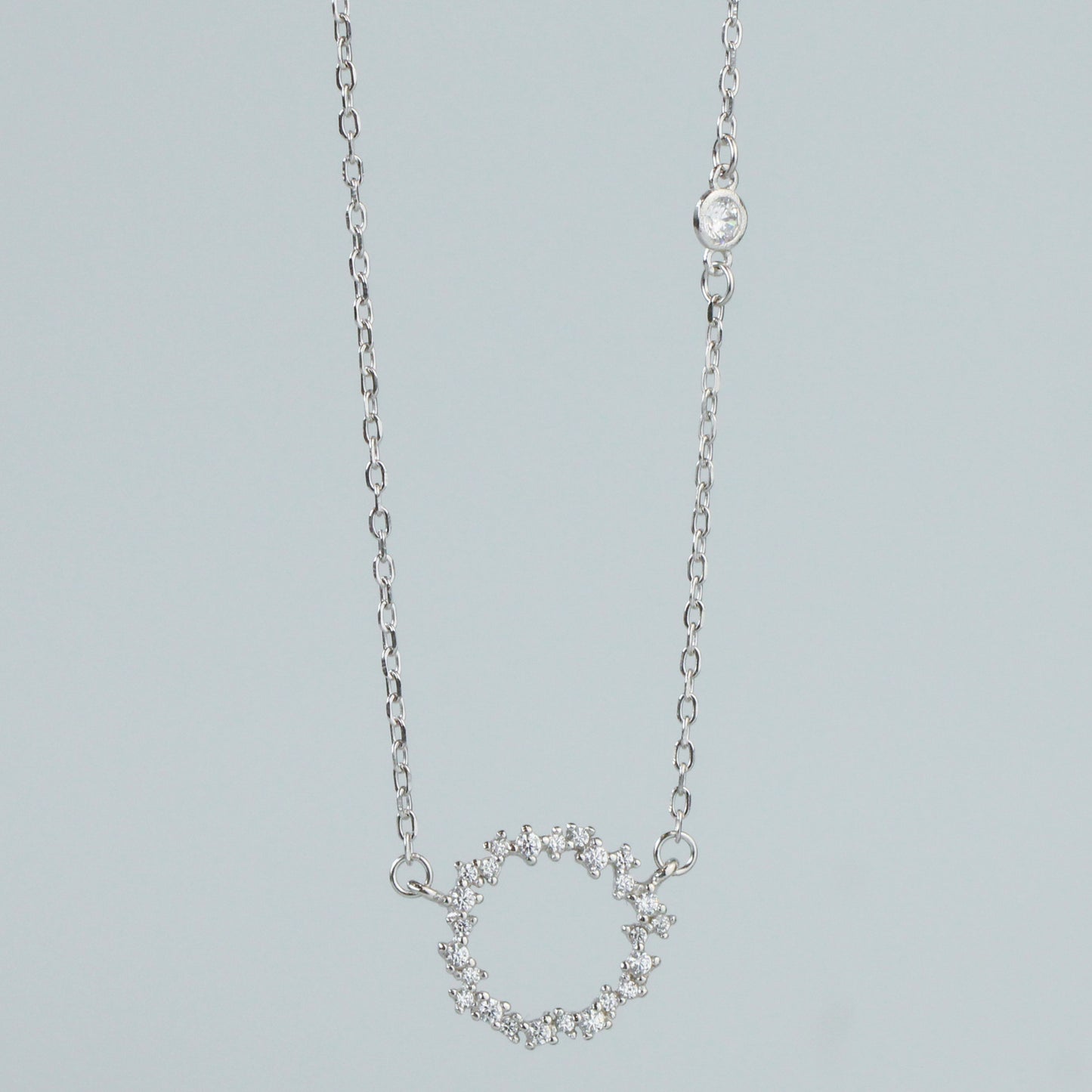 Crystal Cluster Circle Pendant Necklace