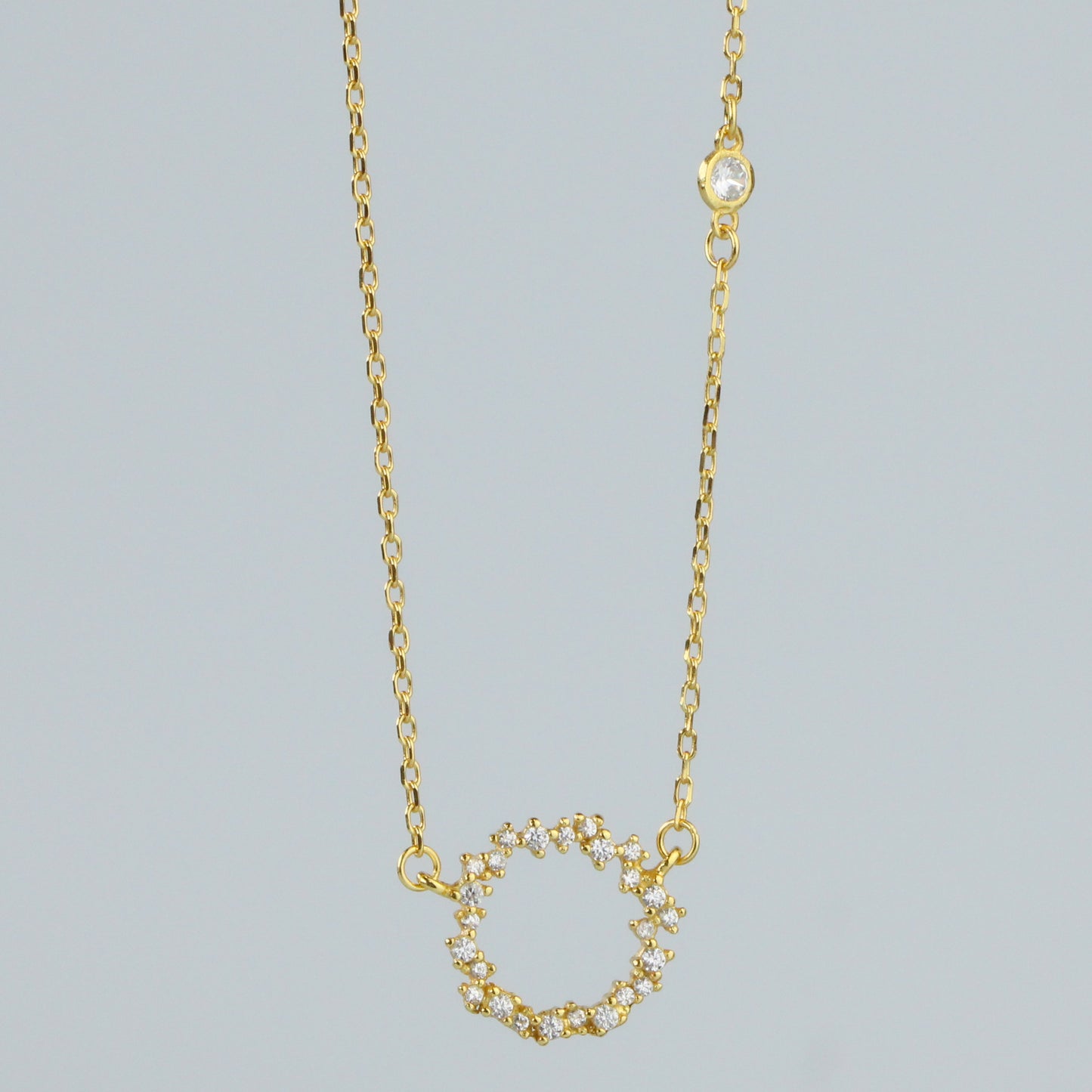 Crystal Cluster Circle Pendant Necklace