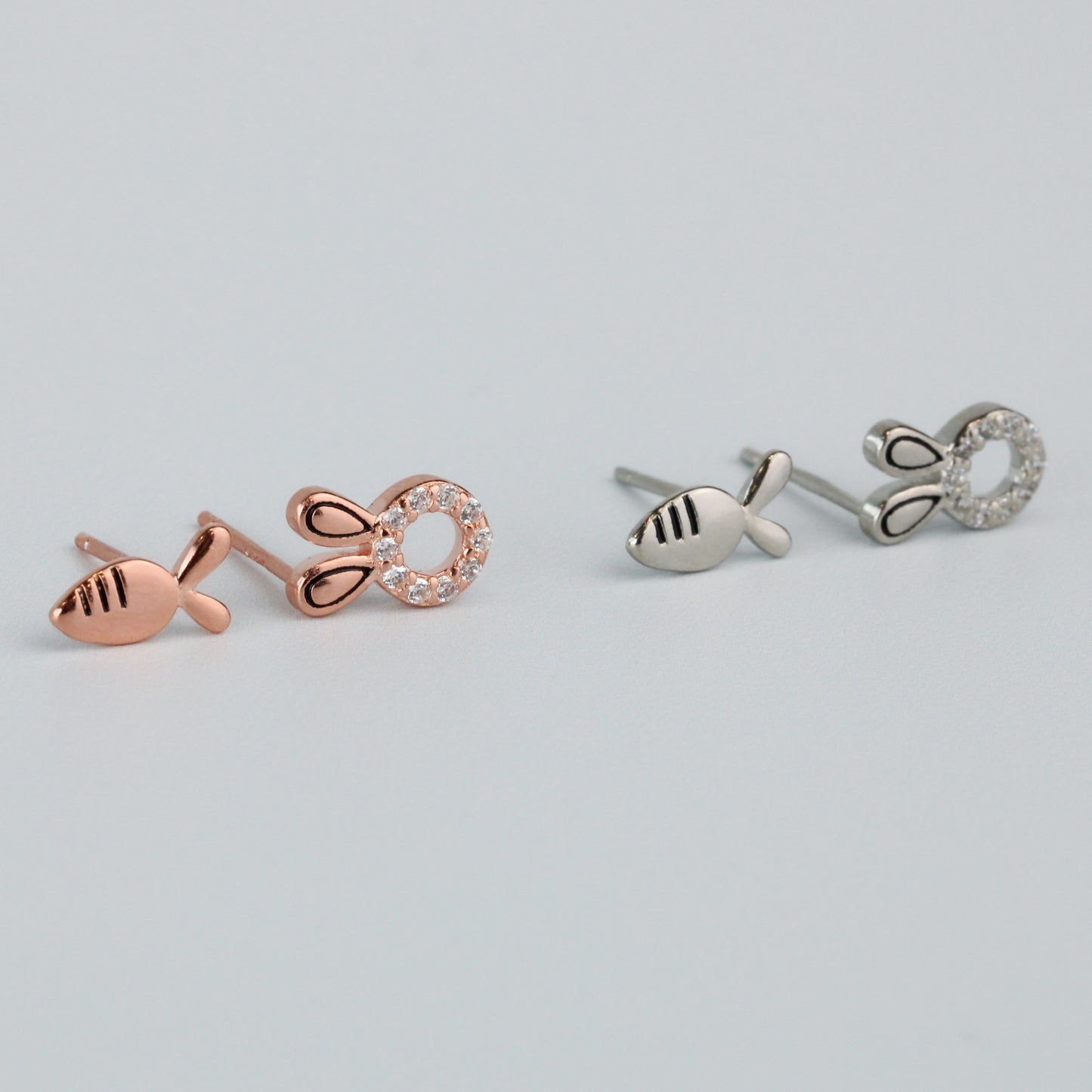 Asymmetrical Carrot and Bunny Stud Earrings