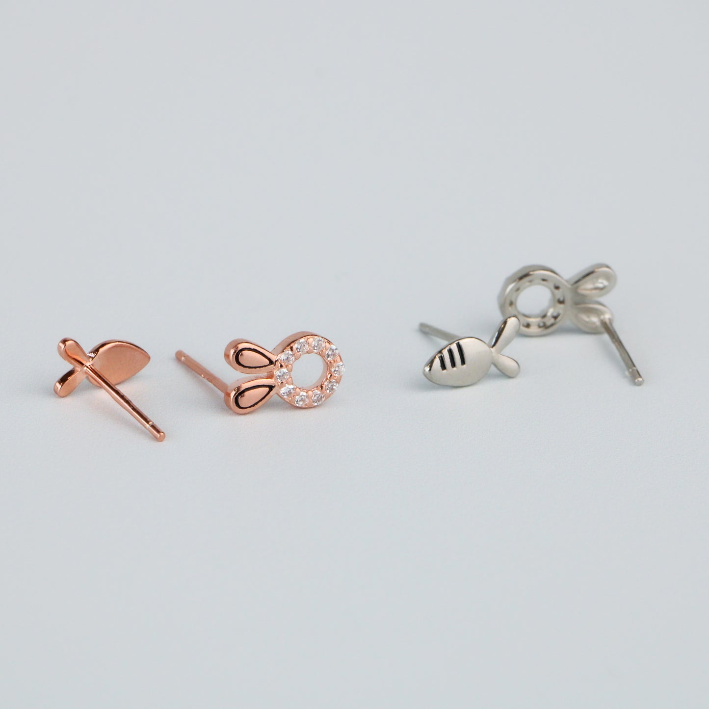 Asymmetrical Carrot and Bunny Stud Earrings