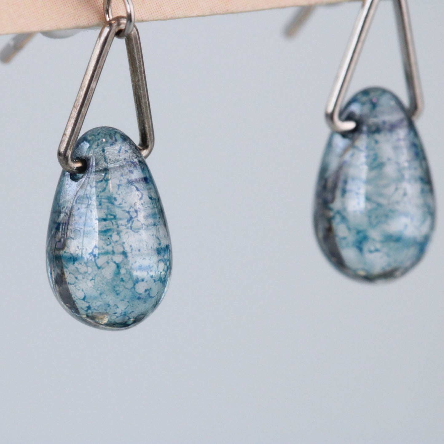 Blue Speckled Crystal Drop Earrings