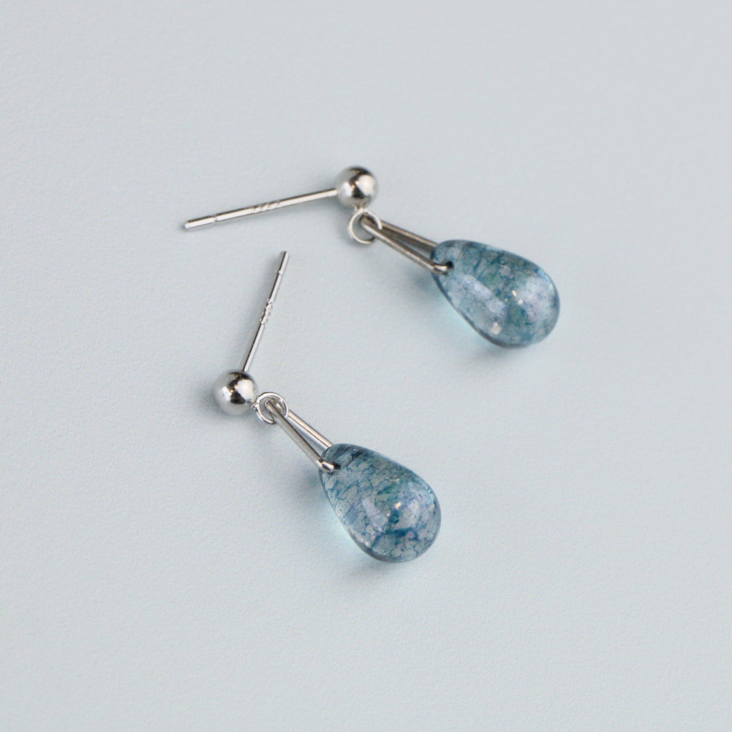 Blue Speckled Crystal Drop Earrings