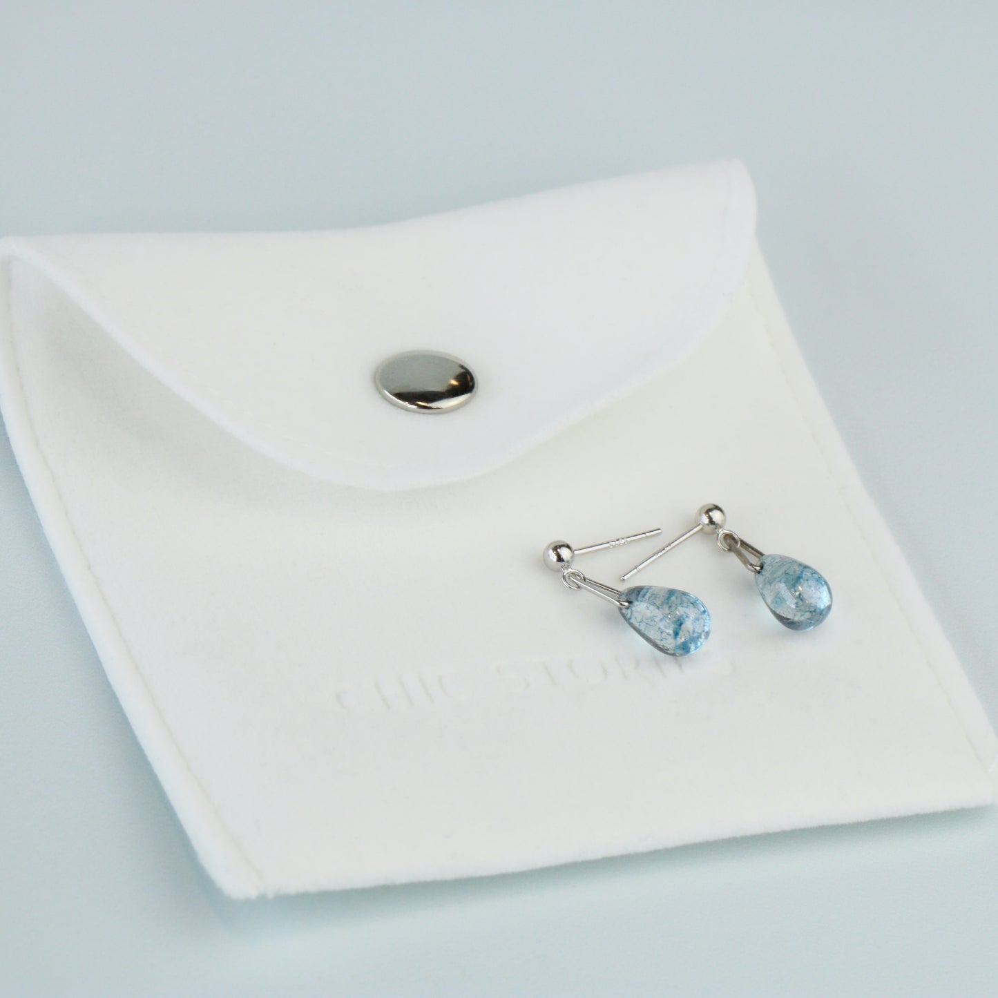 Blue Speckled Crystal Drop Earrings