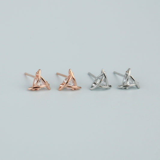 Crystal Triangle Stud Earrings