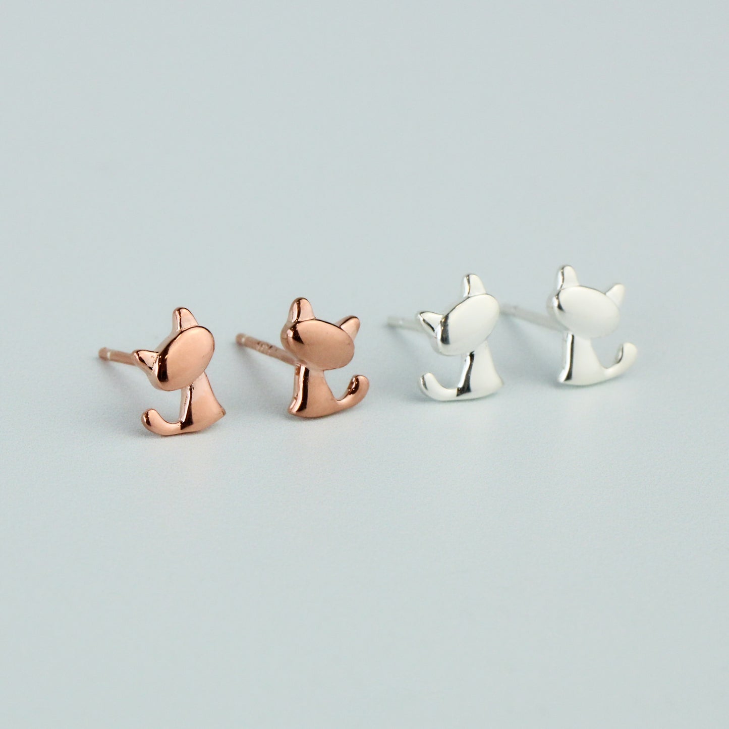 Tiny Cat Silhouette Stud Earrings