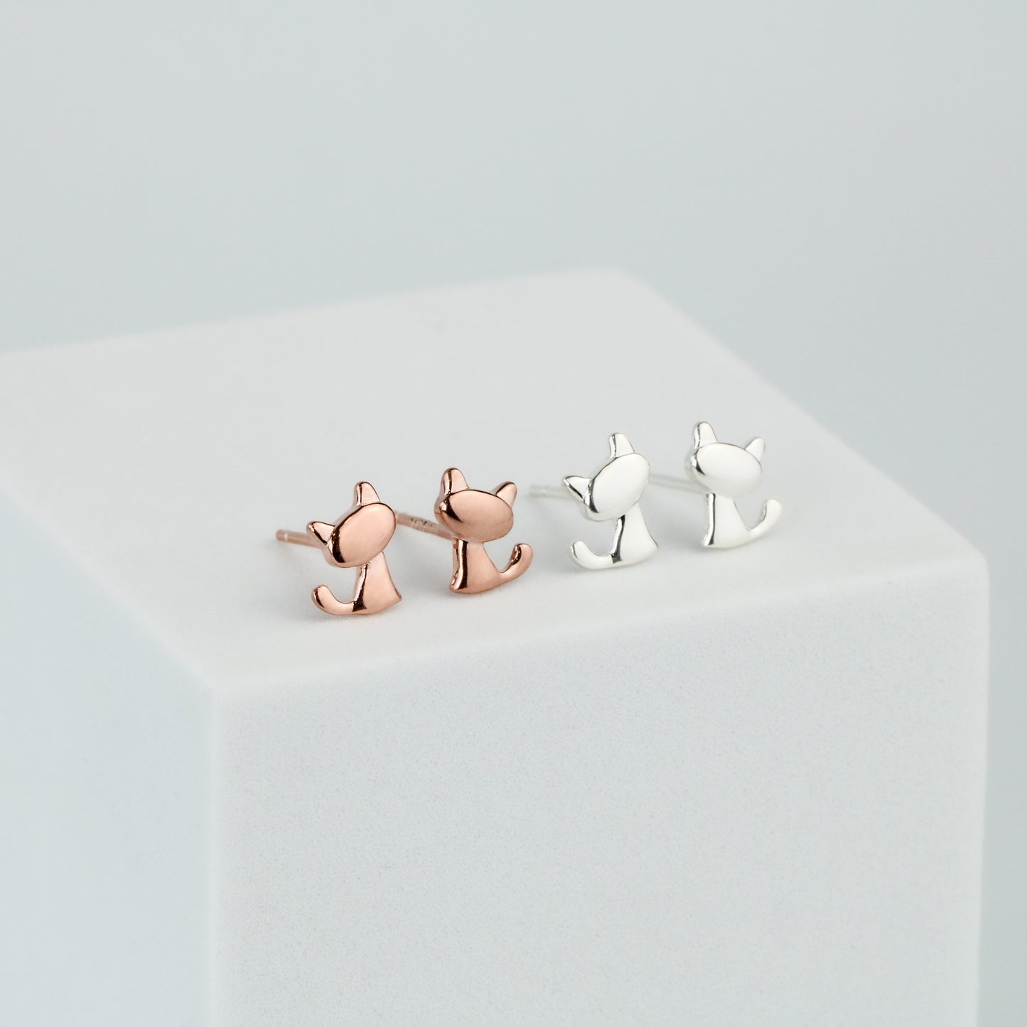 Tiny Cat Silhouette Stud Earrings