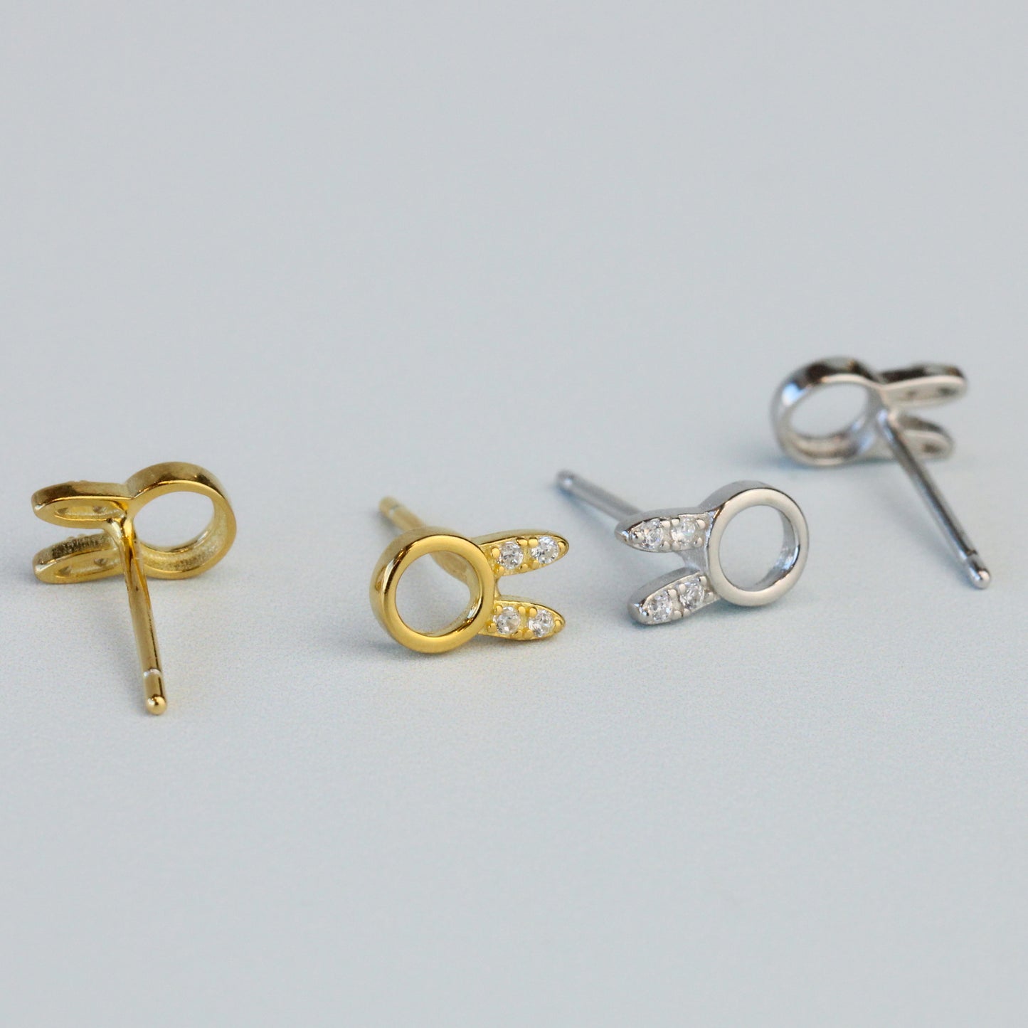Crystal Bunny Ears Stud Earrings