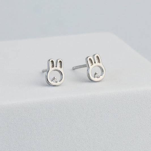 Tiny Crystal Detail Bunny Stud Earrings