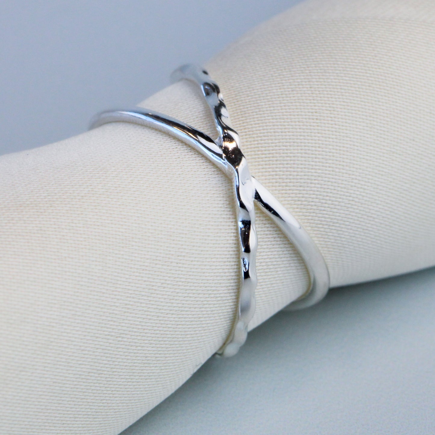 Double Band Crossover Adjustable Ring