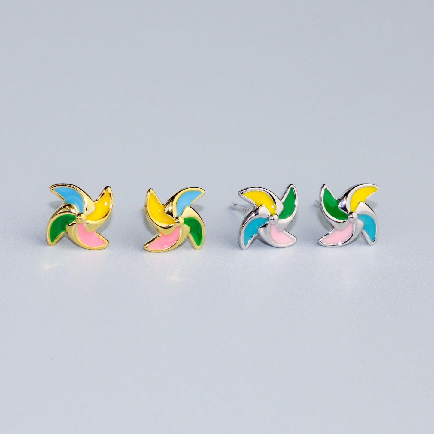 Colourful Pinwheel Stud Earrings