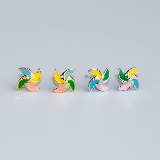 Colourful Pinwheel Stud Earrings