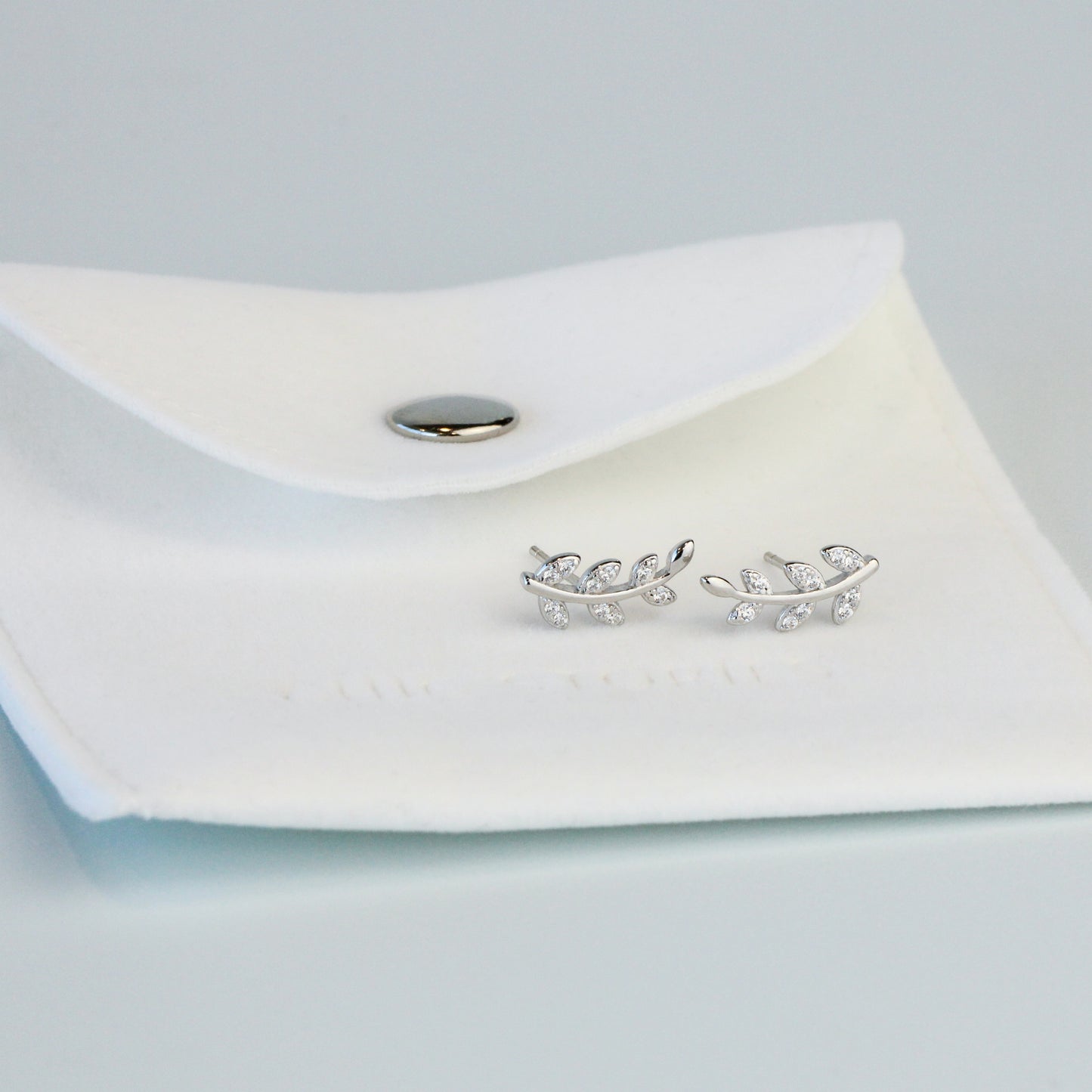 Crystal Leaf Stud Earrings
