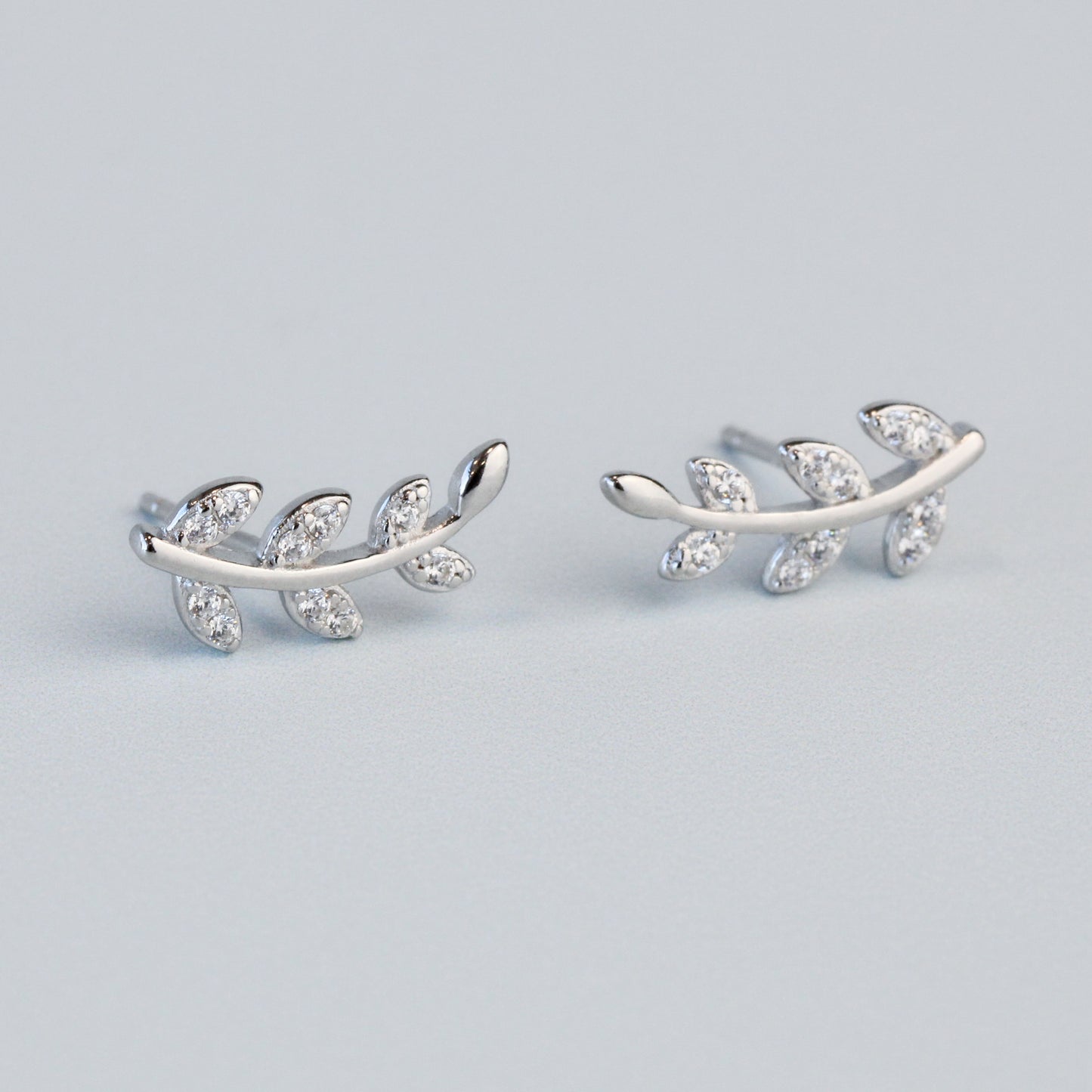 Crystal Leaf Stud Earrings