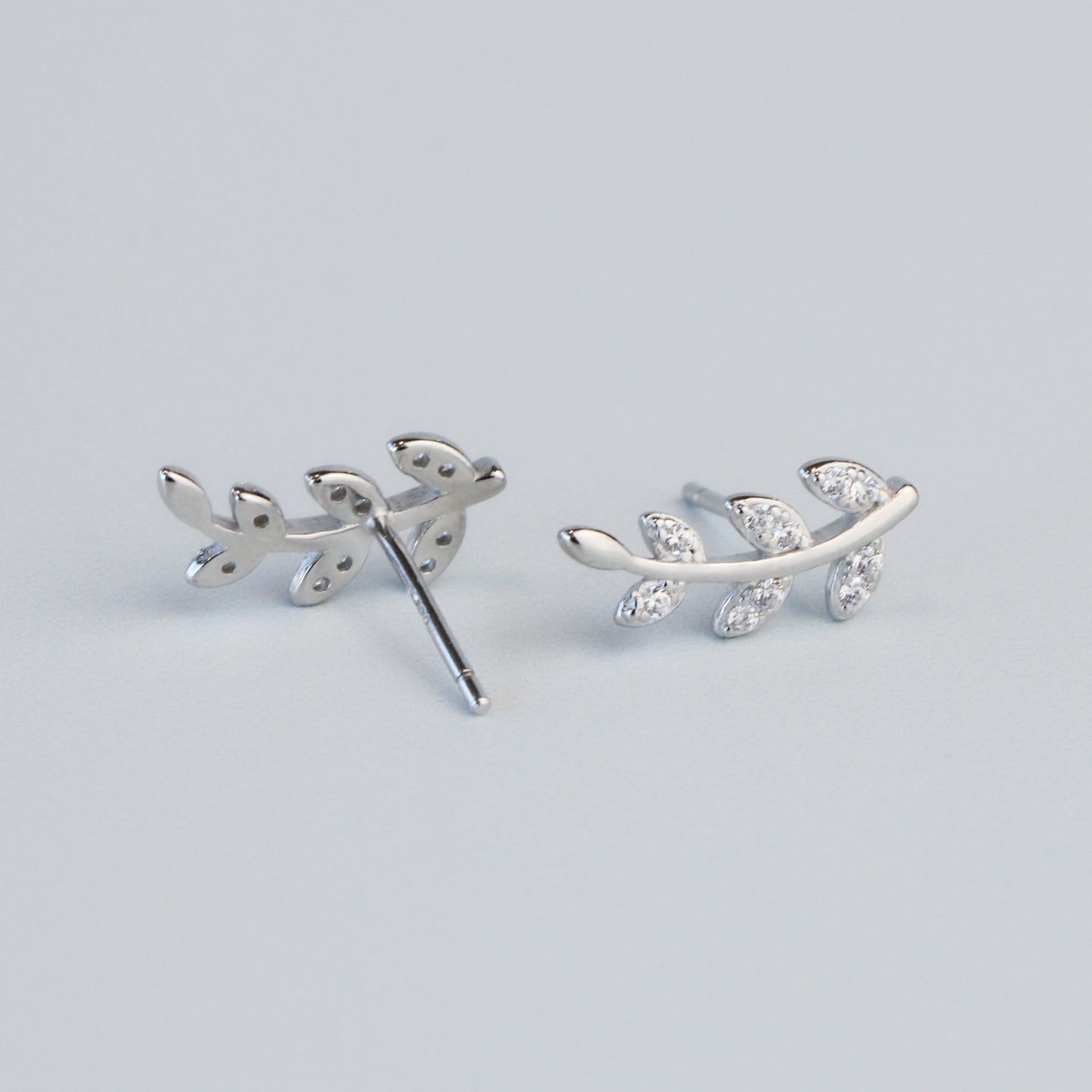 Crystal Leaf Stud Earrings