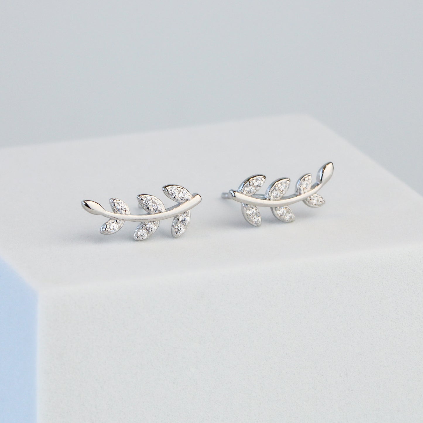 Crystal Leaf Stud Earrings
