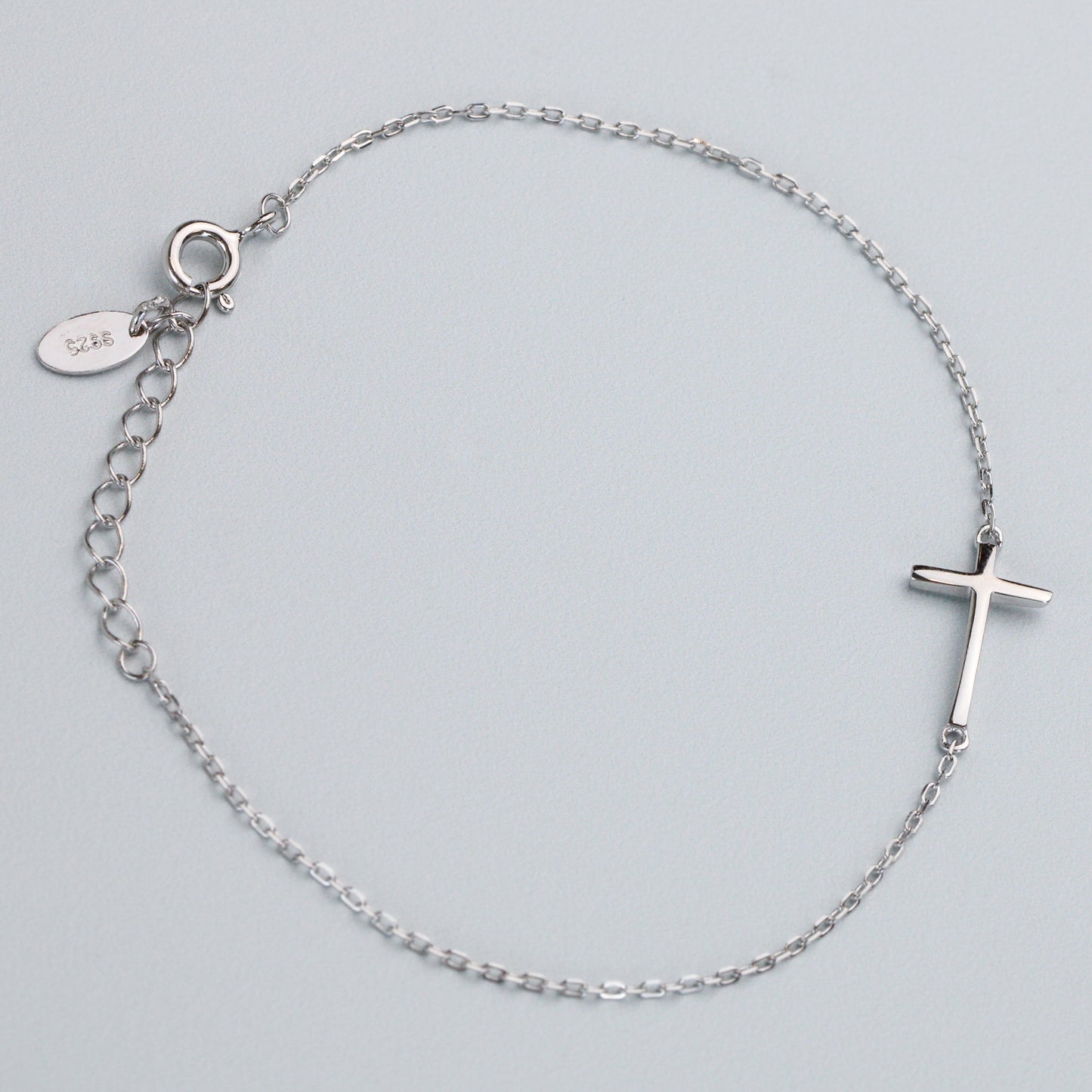 Delicate Silver Cross Bracelet