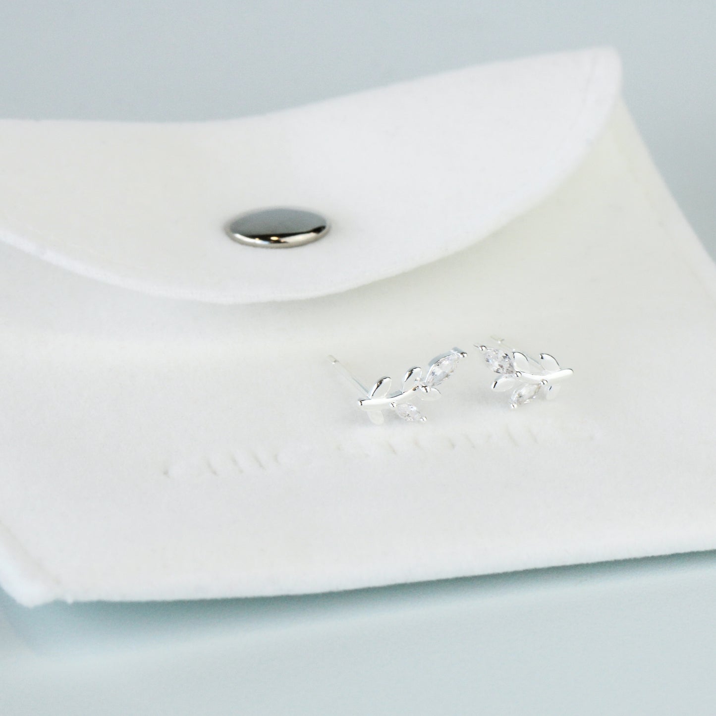 Crystal Detail Leaf Stud Earrings