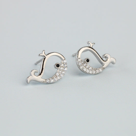 Sparkly Whale Stud Earrings