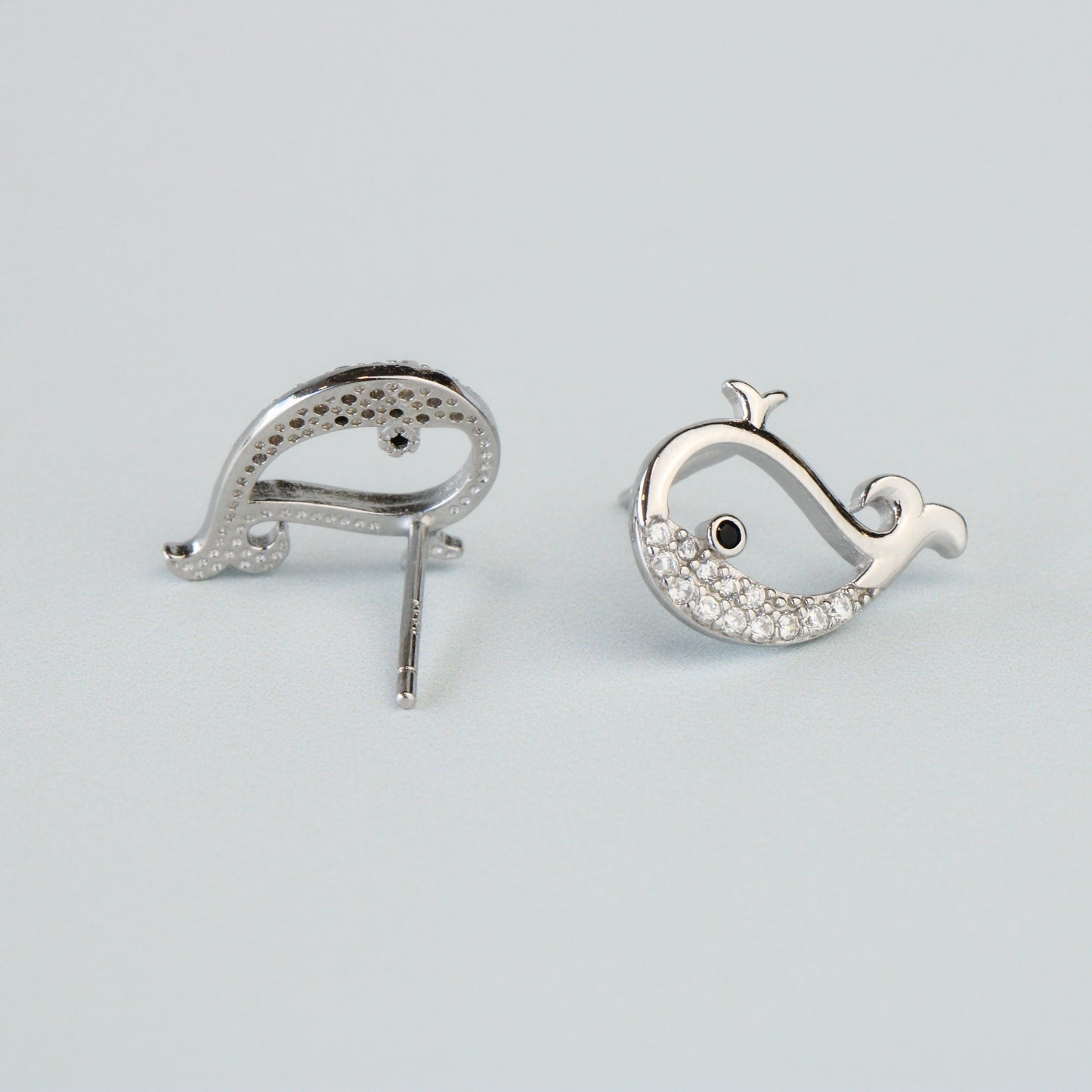 Sparkly Whale Stud Earrings