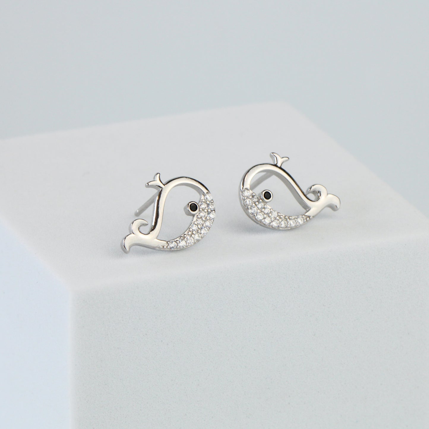 Sparkly Whale Stud Earrings