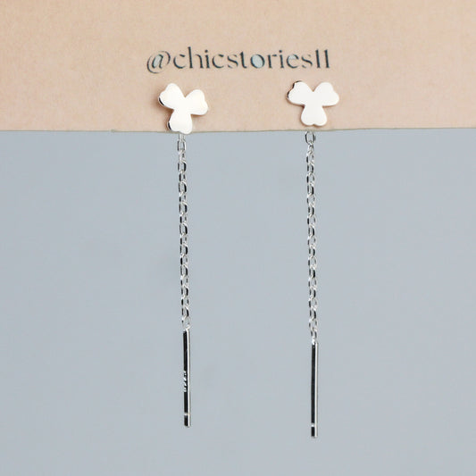 Three Leaf Clover Threader Earrings