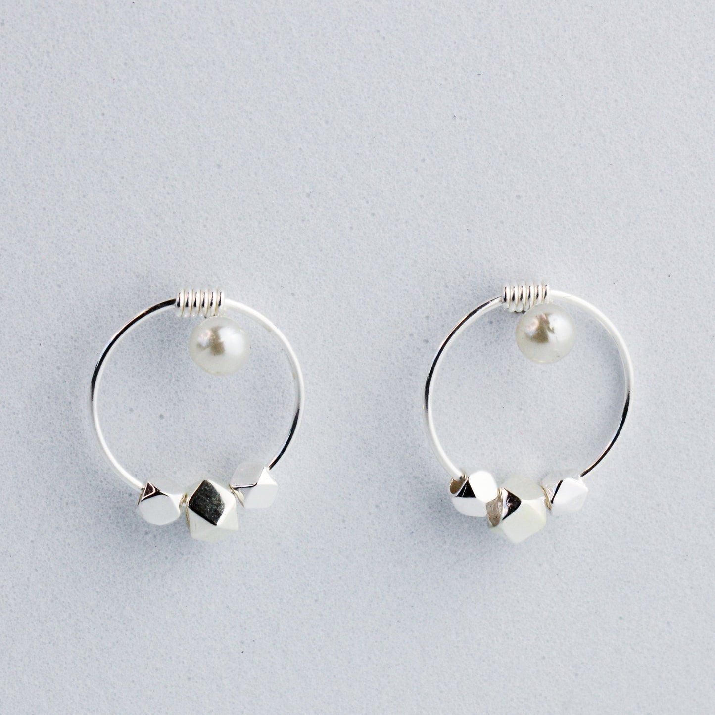 Hoop Earrings with Sliding Geometric Beads