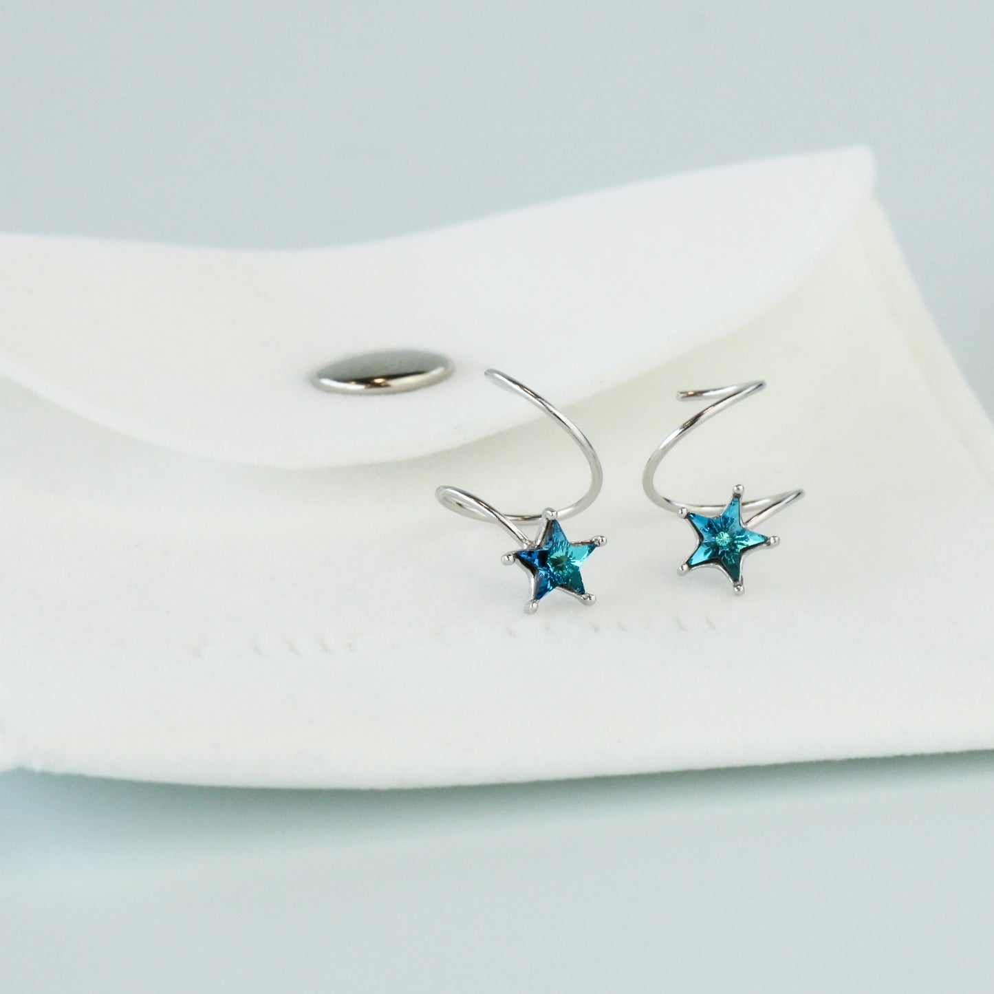 Blue Star Spiral Earrings