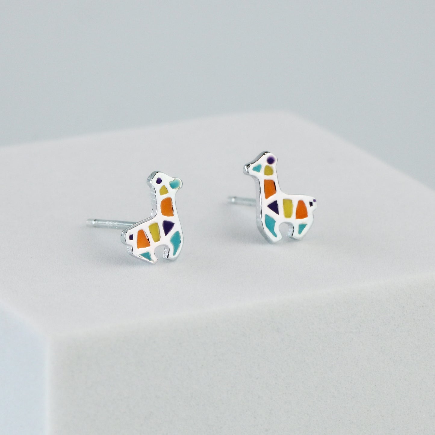 Geometric Llama Stud Earrings