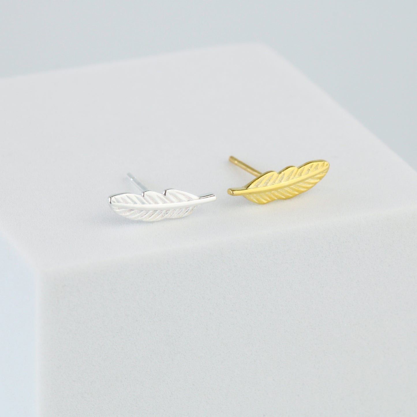 Tiny Feather Stud Earrings