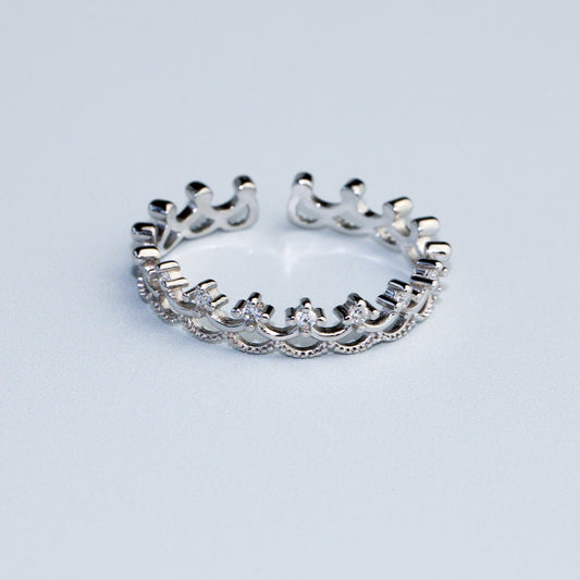 Crystal Detail Crown Adjustable Ring