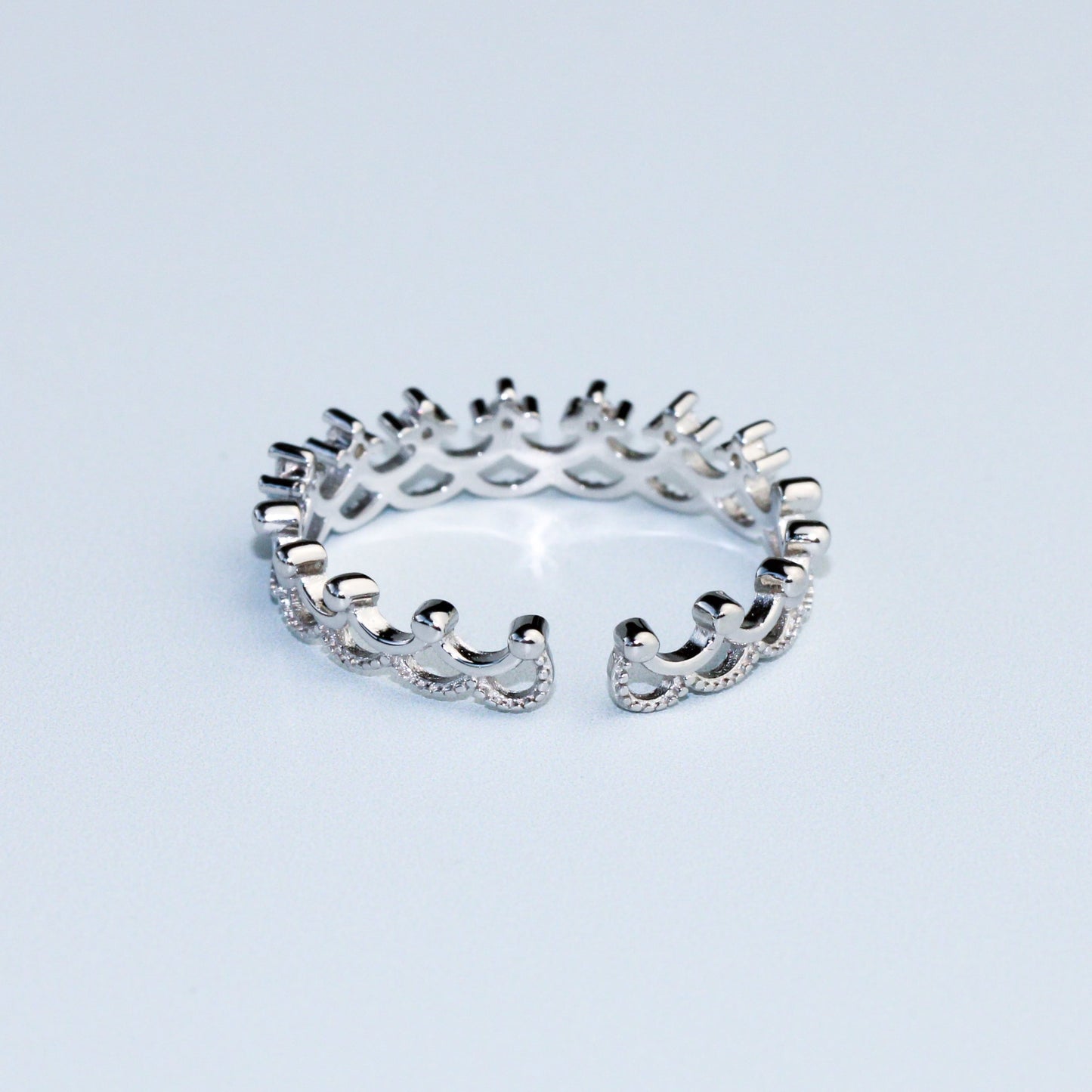 Crystal Detail Crown Adjustable Ring