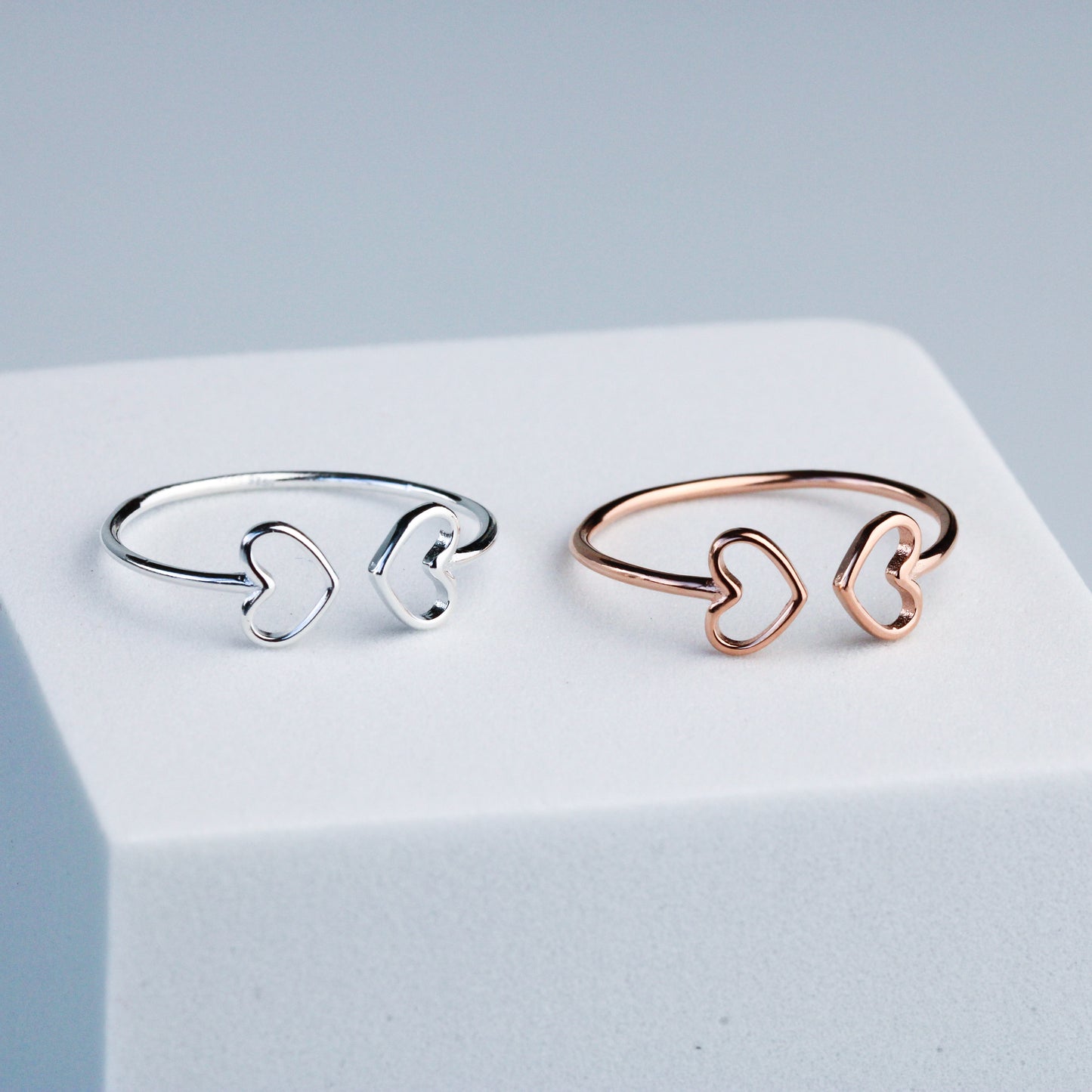 Two Hearts Adjustable Ring