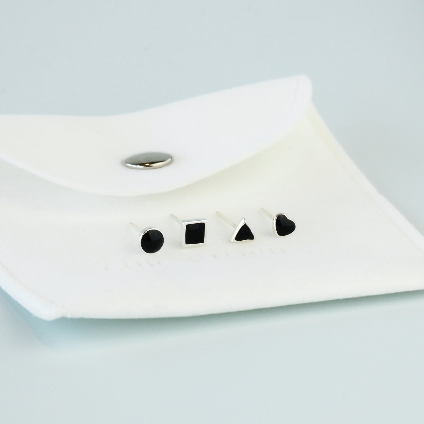 Tiny Black Geometric Stud Earrings