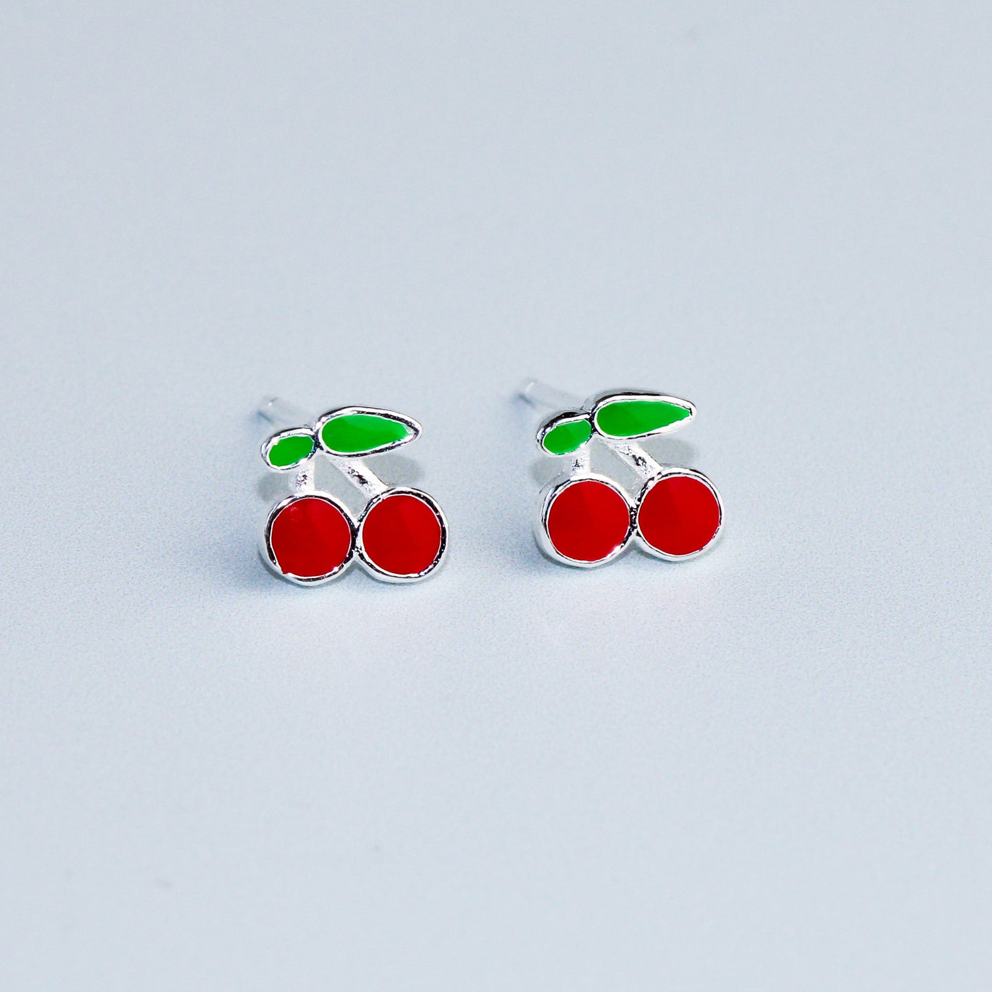Tiny Cherry Stud Earrings