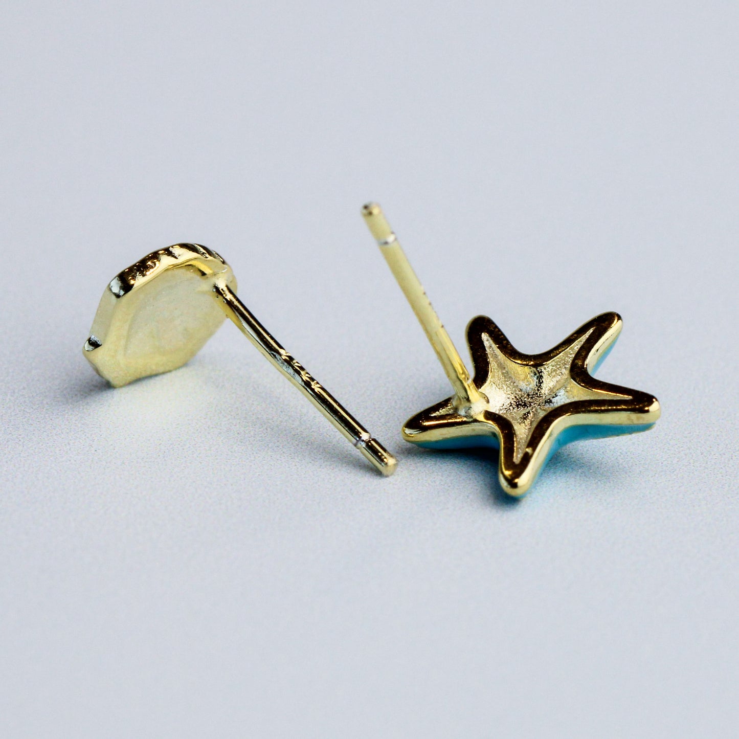 Blue Starfish and Seashell Stud Earrings
