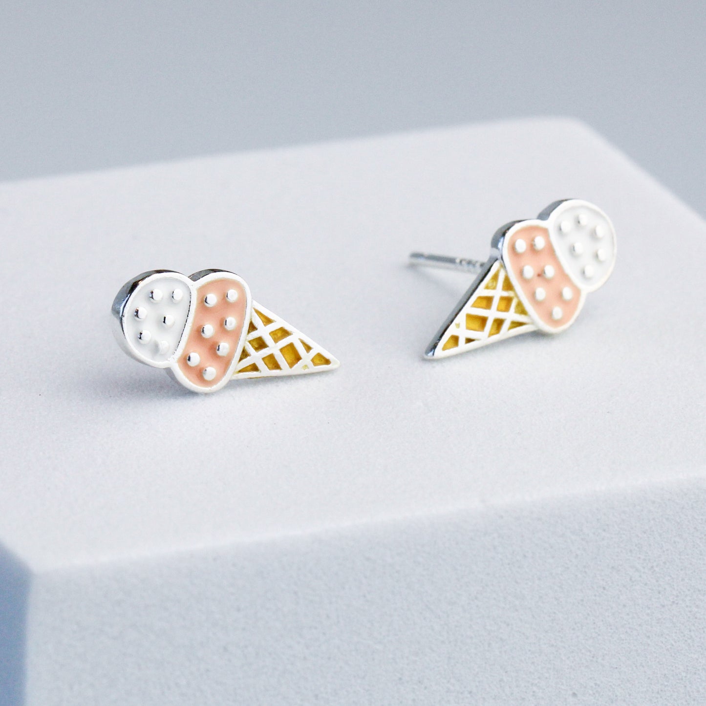 Pink Ice Cream Stud Earrings