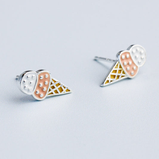 Pink Ice Cream Stud Earrings
