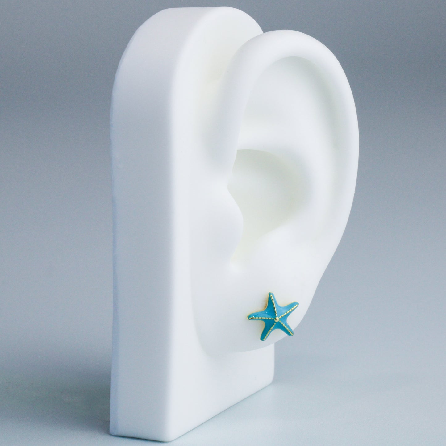Blue Starfish and Seashell Stud Earrings