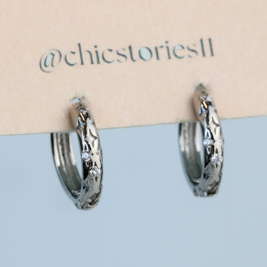 Celestial Crystal Huggie Hoop Earrings