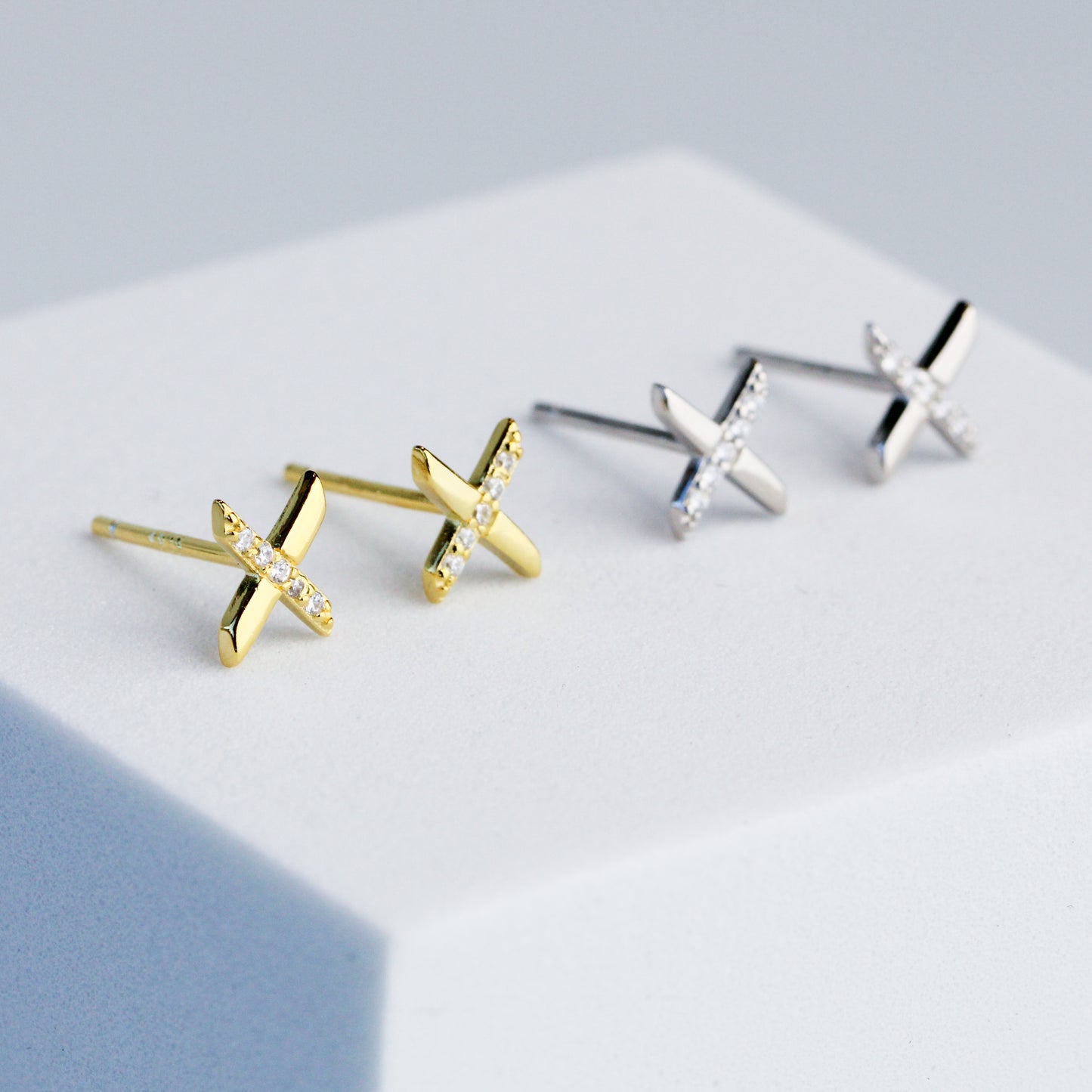 Crystal Detail Cross Stud Earrings
