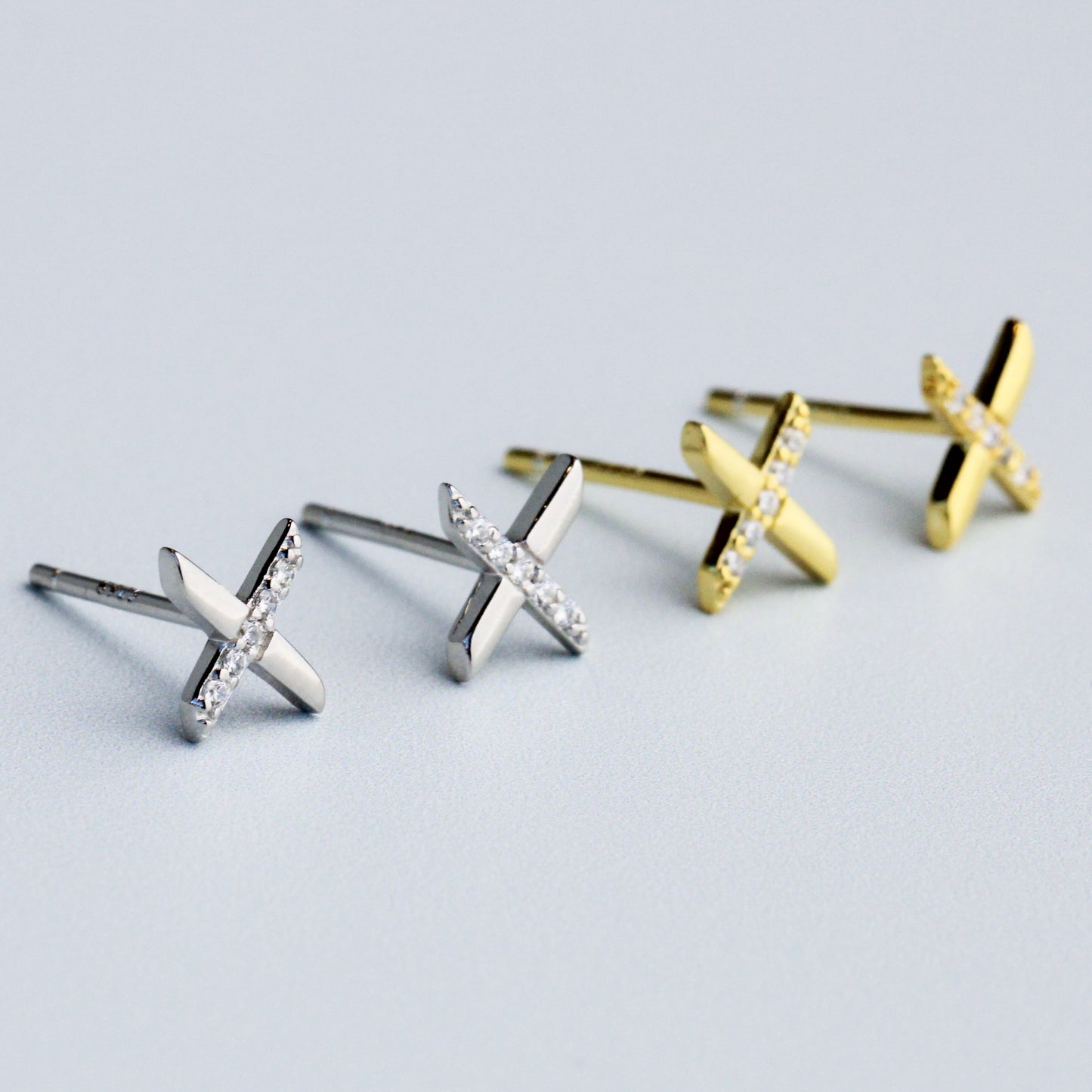 Crystal Detail Cross Stud Earrings
