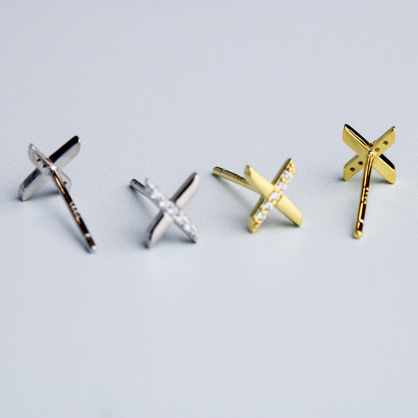 Crystal Detail Cross Stud Earrings